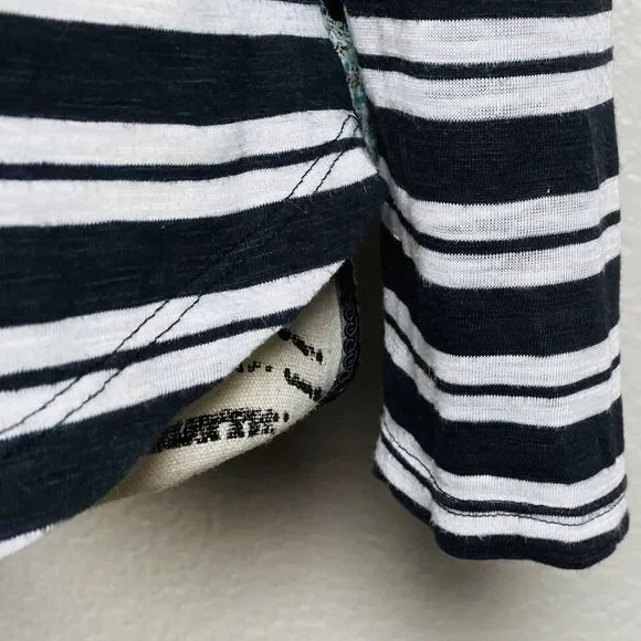 Anthropologie 9-H15 STCL Sz S Long Sleeve Knit Top Black White Striped Boat Neck - Picture 4 of 11